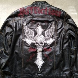 Mens Affliction Live Fast Leather